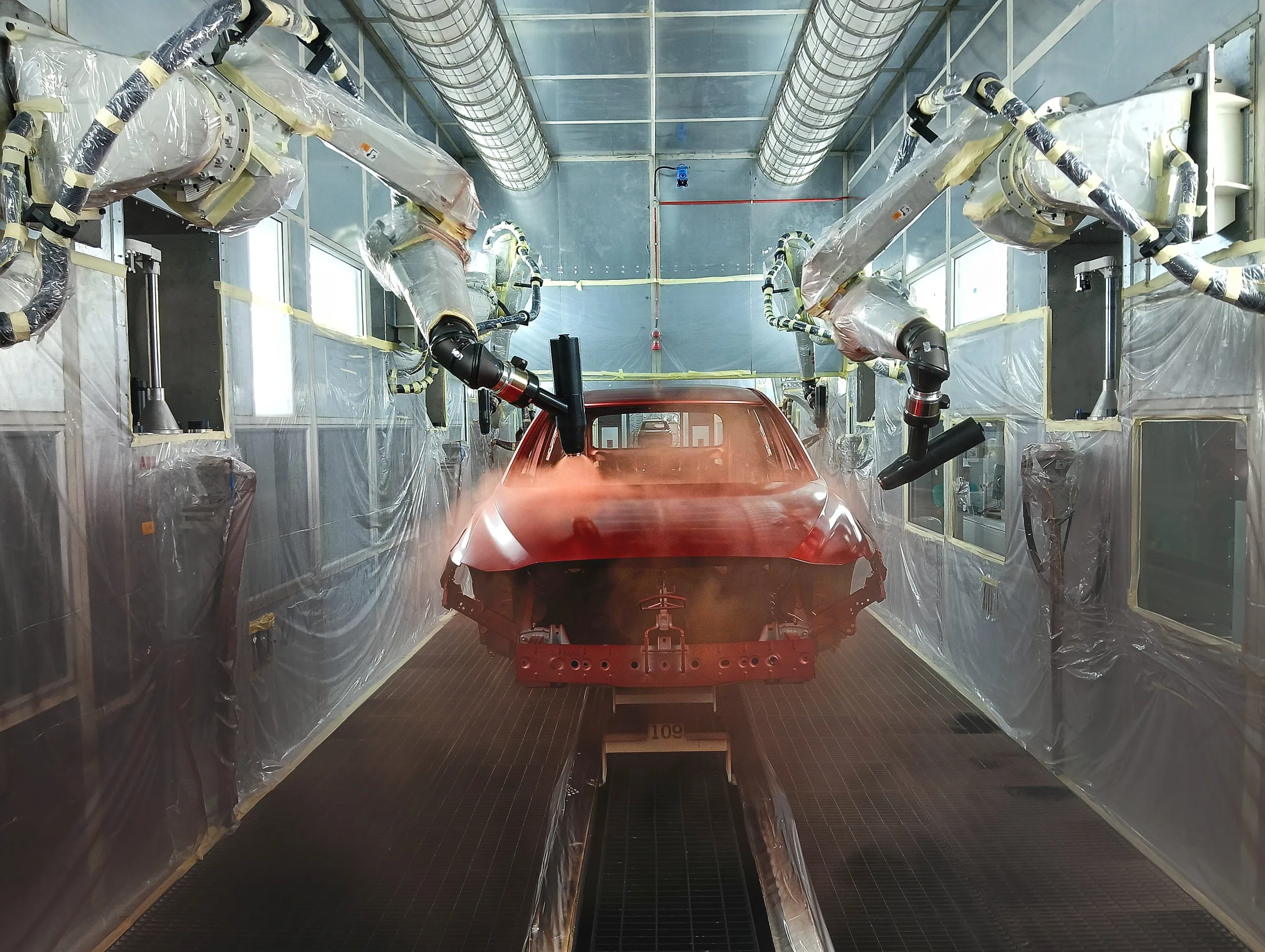 Inside Inokom’s new RM300 million Paint Shop 3, opened 11 August 2026 — the mandatory paint shop that a contract-assembly route would give BYD ready-made. Photo: paultan.org